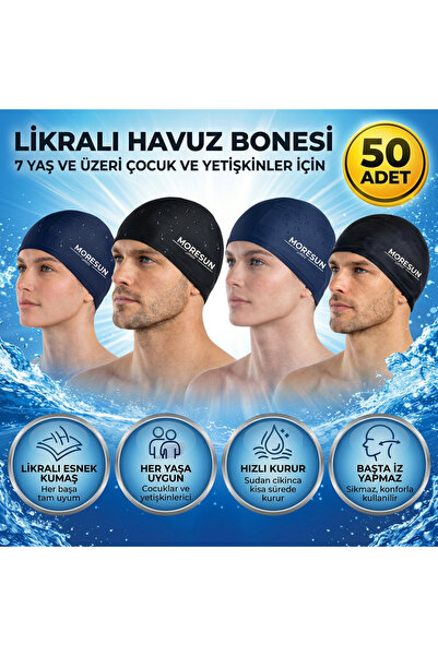 MORESUN 50 Pieces Wholesale Lycra Cloth Sea Pool Cap