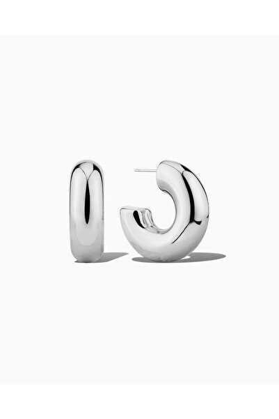 OYRE Silver Color Thick Tube Hoop Earrings