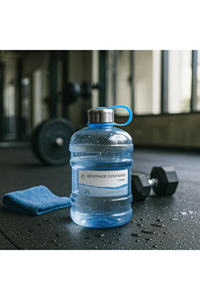 B&D 2 Liter Water Bottle with Handle from B&D, BPA-Free Plastic, Blue Lid