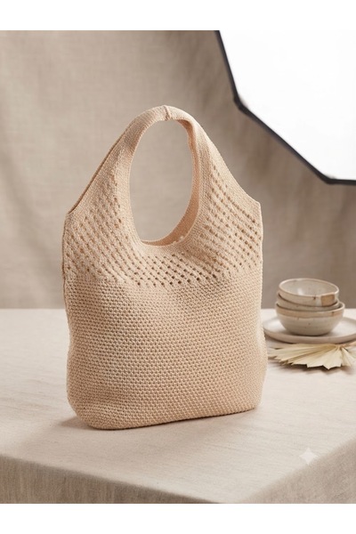 FLEX FASHION Women's Oversized Knitted Openwork Shoulder Bag - Casual Beach a...