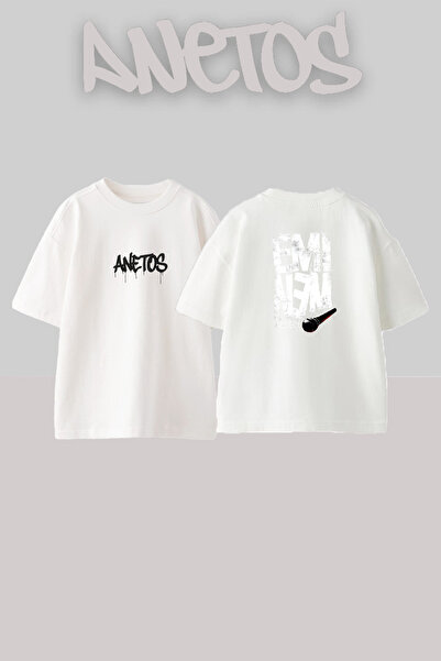 Anetos Eminem Recovery Design Printed Unisex Oversize White Tshirt