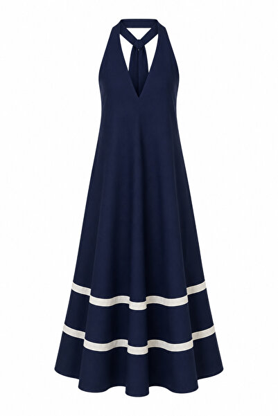 HAZELANNA White Striped Dress with Back Detail