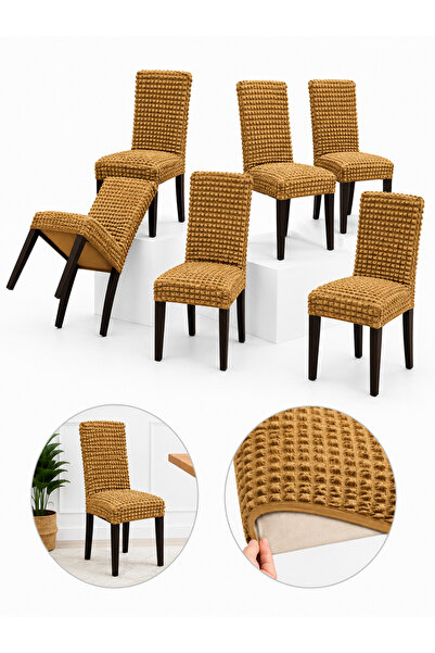 delfin Set 6 Huse Elastice Creponate pentru Scaune, Universale, Fără Volane