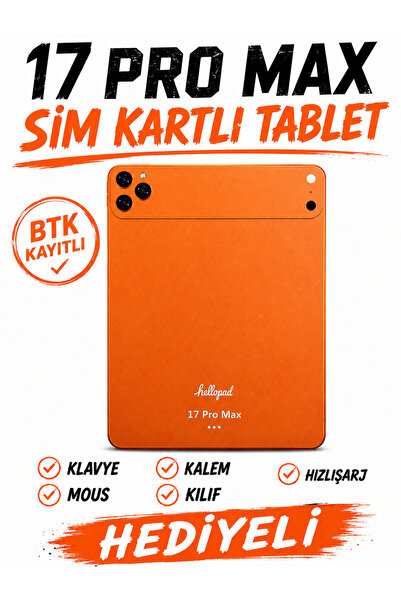 asfteknoloji 17 ProMax Sim Kartlı Resmi BTK Kayıtlı Tablet+Klavye+Mous+Kılıf+...