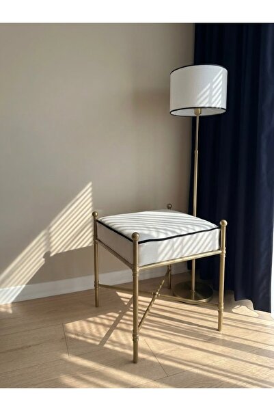 Esey Luxury Gold Metal Ayaklı Lüks Puf - Makyaj Masası Pufu Bench