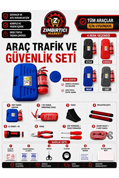 ZIMBIRTICI Trafik ve İlk Yardım Setli Tüvtürk Onaylı Yeni Mevzuata Uygun (MAVİ)