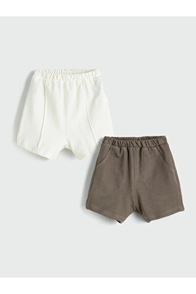 LC Waikiki Lcw Baby Brown Basic Baby Boy Shorts with Elastic Waist, Pack of 2