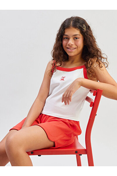 LC Waikiki Lcw Kids White Square Neck Rope Strap Girls' Crop Tank Top