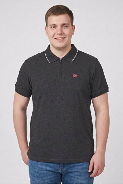 Nordland Men Regular Fit Short Sleeve Embroidered Logo Polo Shirt, Washed Black
