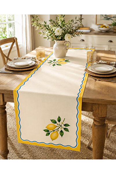 Benlisso Home Limon Çiçeği Desenli Runner 40x140 Leke Tutmaz