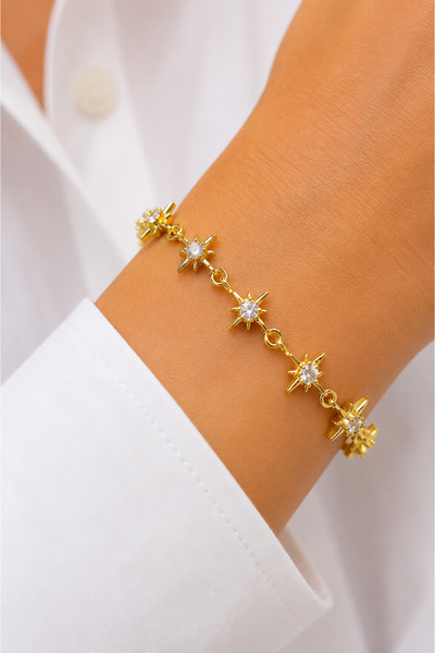 Homies Altın Renk Çoban Yıldız Model Kadın Bileklik - 14K Gold PVD Kaplama - ...