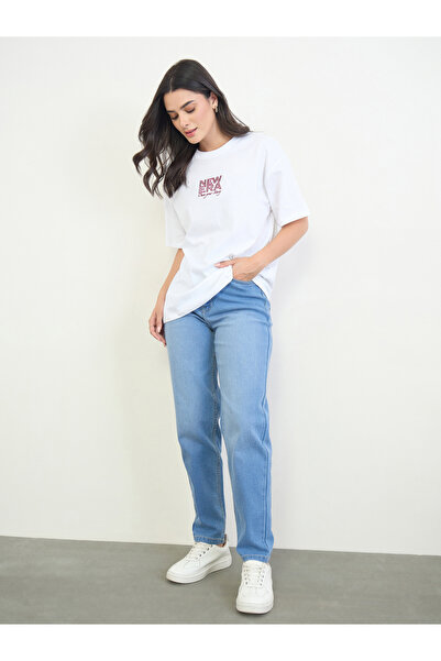 Styli Blue Mom Fit High Rise Jeans