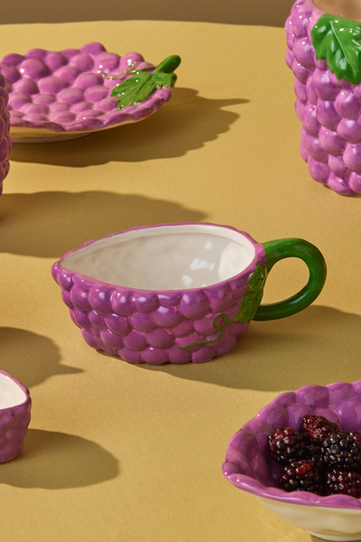 Karaca Grape Üzüm Desenli Kulplu Kase 17 cm