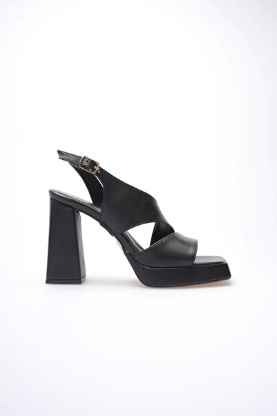 Belinora Black Women's Heeled Platform Sandals Tr12My04A