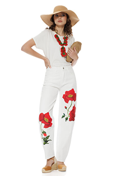 Fofy Blugi dama albi premium balloon summer 2026 cu imprimeu maci
