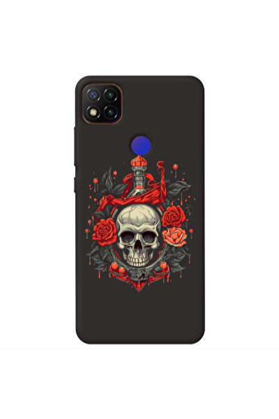 Other Xiaomi Redmi 9c Flower head Black Colored Silicone TPU Θήκη