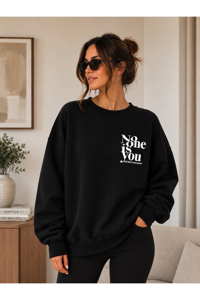 caddekombin Unisex No One Is You Printed Crew Neck Sweatshirt