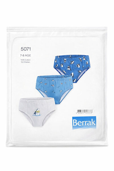Berrak Boys' Slip Underwear 3-Pack Cotton Shark Patterned