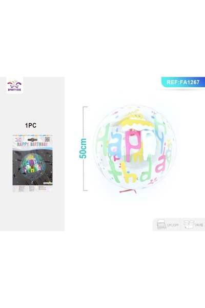 MC Micostore Baloane aniversare PartyGo Happy Birthday, 50cm, cu desene, tran...