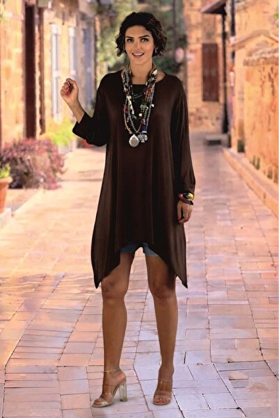 Nevin Kaya Moda فستان تونيك بني