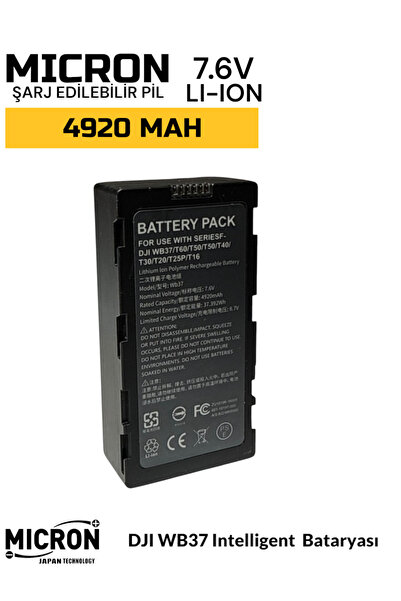 Micron DJI WB37 Intelligent Battery 7.6V 4920 mAh Li-ion Şarj Edilebilir Akıl...