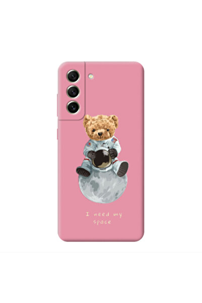 Other Samsung S21 FE Bear in space Pink Colored Silicone TPU Θήκη