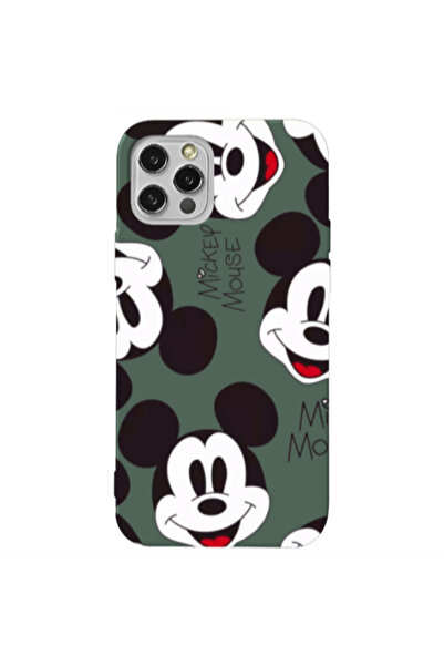 Other Apple iPhone 12 Pro Mickey Mouse Dark Green Colored Silicone TPU Θήκη