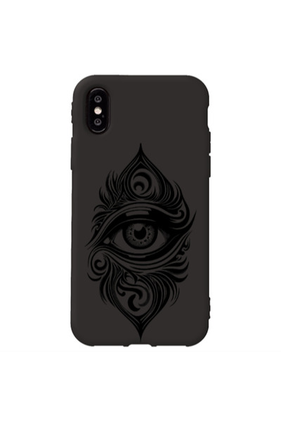 Other Apple iPhone Xs Eye patterned drawing Black Colored Silicone TPU Θήκη