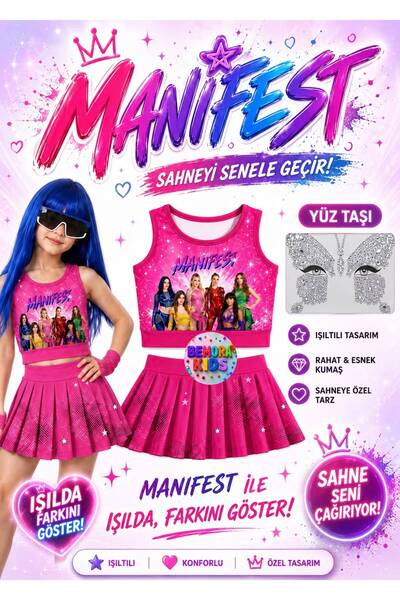 bemora kids Manifest Pink Skirt Blouse Bottom Top 2-Piece Set Shorts Skirt Gi...