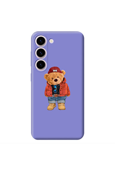 Other Samsung S24 Bear in a hat Purple Colored Silicone TPU Θήκη