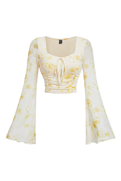 OEM Bluza dama, eleganta, scurta, cu maneci evazate, XS