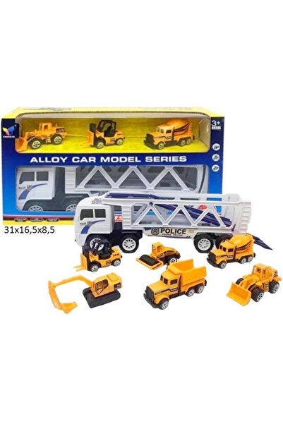 OEM Remorca metalica Merkpol cu 6 vehicule de constructii multicolor 3+