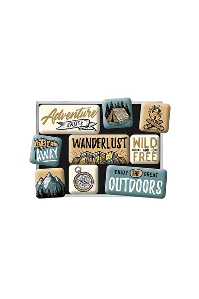 Nostalgic Art Nostalgic-Art Retro buzdolabı mıknatısları, 9 adet, Outdoor Adv...