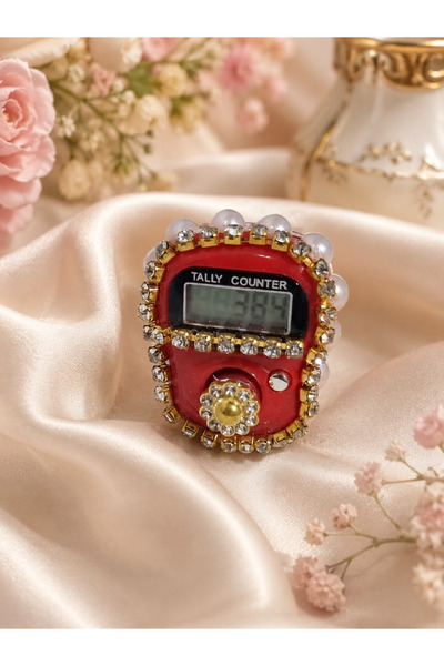Silver Seasons Stone Zikir Ring Digital Tally Counter Colorful Counter Ring w...