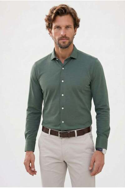 Tudors Men's Regular Fit Classic Cut Cotton Easy-Iron Dobby Mint Shirt