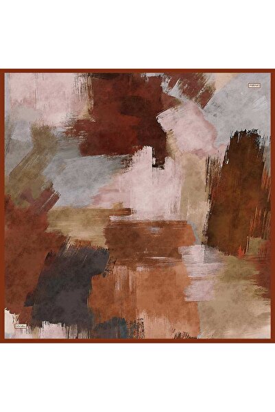Levidor Orange Brush Pattern Sura Silk Scarf