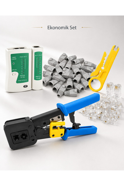 MVLH Ekonomik Set - RJ45 RJ11 Ağ Kurulum Krimp Pense - Kablo Test Cihazı + Mi...