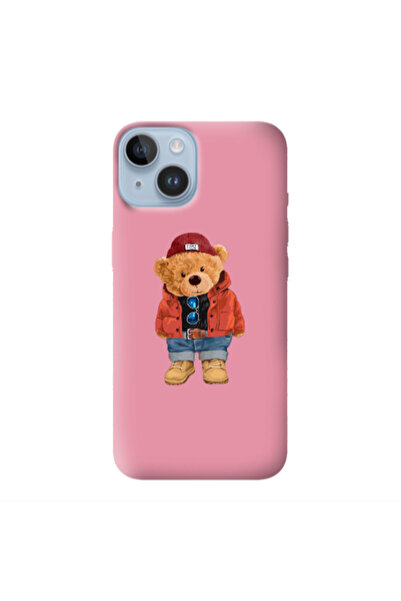 Other Apple iPhone 14 Bear in a hat Pink Colored Silicone TPU Θήκη