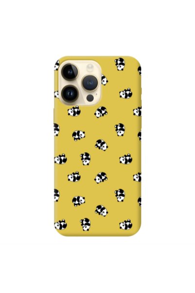 Other Apple iPhone 13 Pro Max Small Pandas Yellow Colored Silicone TPU Θήκη