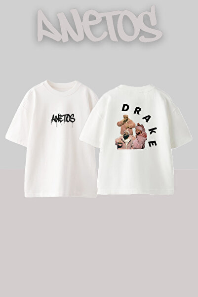 Anetos Drake_15 Design Printed Unisex Oversize White Tshirt