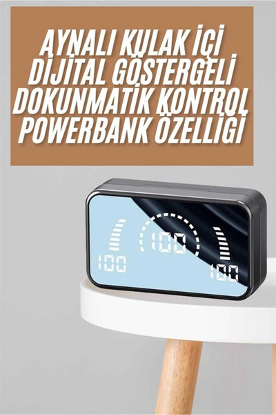 Powerbankli Bluetooth Kulaklık Yüksek Ses Aynalı Çift Dijital Gösterge Ekranı Edap
