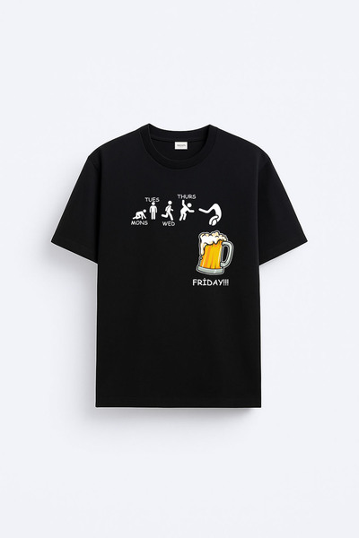 cesita Bira Beer Printed Cotton Black T-Shirt T-Shirt