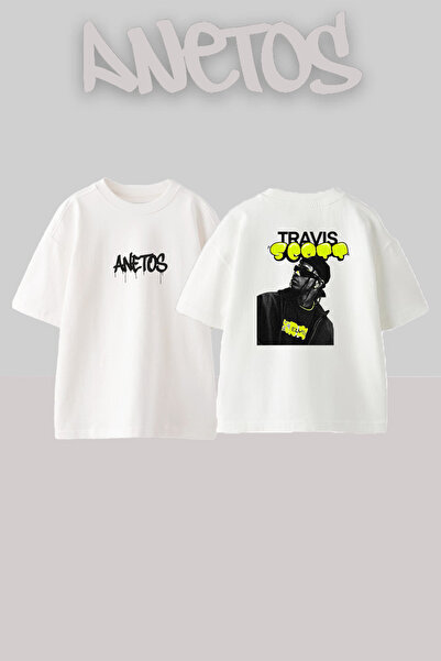 Anetos Travis Scott_30 Design Printed Unisex Oversize White Tshirt