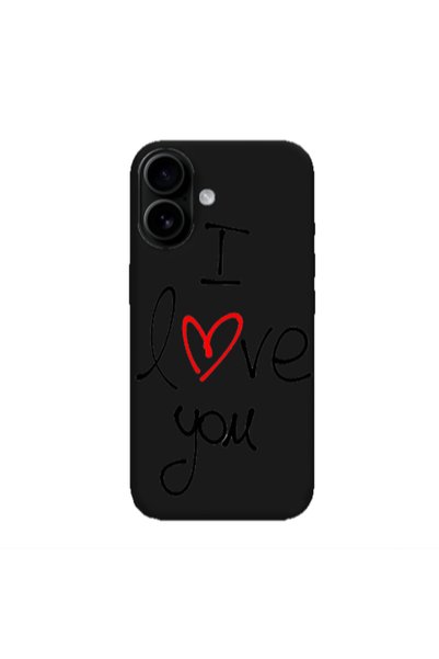 Other Apple Iphone 16 plus i love you Black Colored Silicone TPU Θήκη