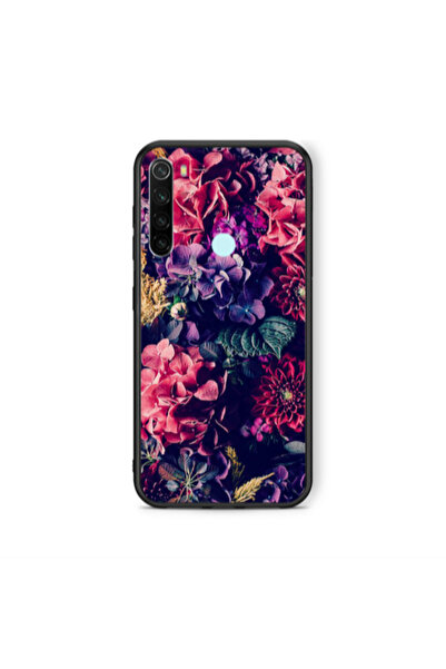 Other Xiaomi Redmi Note 8 Purple and pink flowers Black Glossy Θήκη