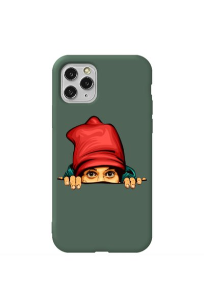Other Apple iPhone 11 Pro Hidden Girl Dark Green Colored Silicone TPU Θήκη