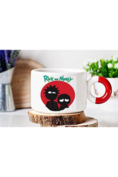 ART HEDİYE Ricky and Morty Luxury Nes Cafe Cup with Red Handles and Two-Sided...