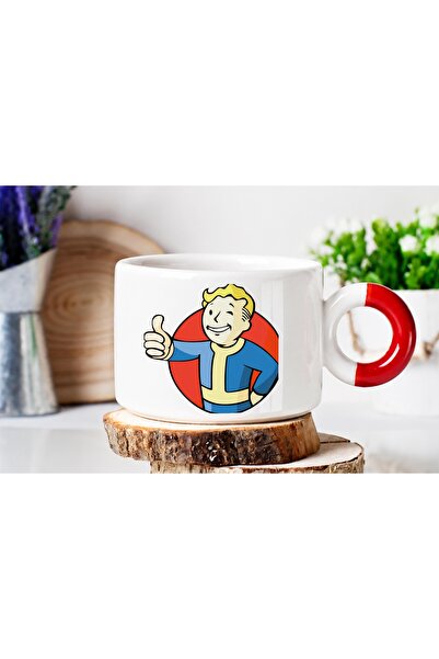 ART HEDİYE Fallout Vault Boy Luxury Nes Cafe Cup with Red Handles and Printed...