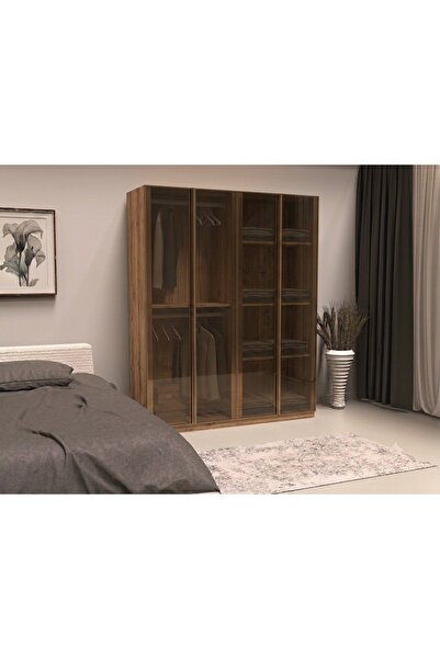 Dian Mobilya Bronz Cam Gardırop 4 Kapılı İçi MDF