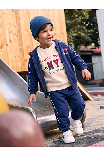 LC Waikiki Lcw Baby Navy Blue New York Printed Baby Boy 3-Piece Set